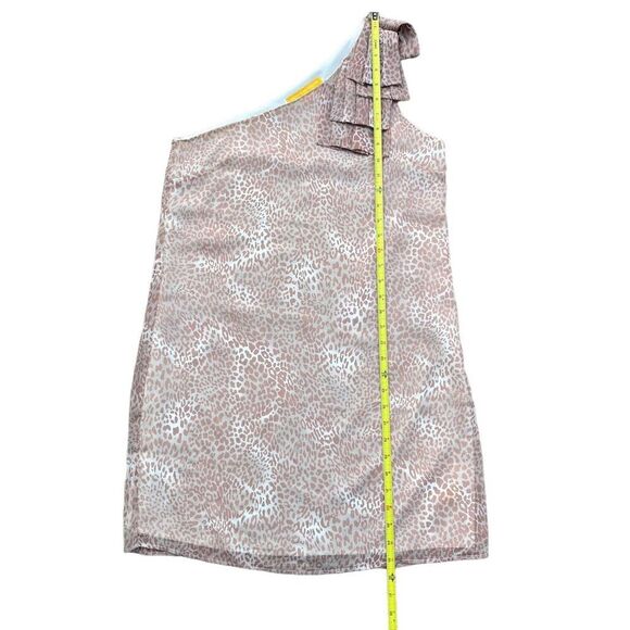 Walter Baker One-Shoulder Animal Print Dress M Pink Ruffle Party/Cocktail - Picture 6 of 8